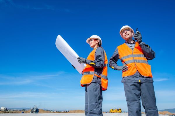 Two construction engineers onsite